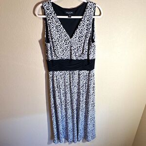 Perceptions New York Sleeveless V-Neck Abstract Dress Black/White 14
